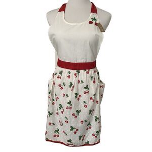 Sur La Table Vintage Cherry Kitchen Apron Pockets Pin Up